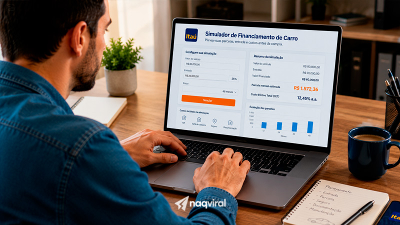 Simulador de financiamento de carro Itaú e os detalhes que podem ajudar você a financiar seu próximo veículo